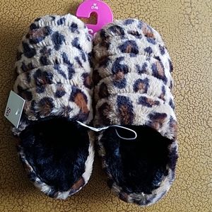 SO Brown and Black Furry Slippers